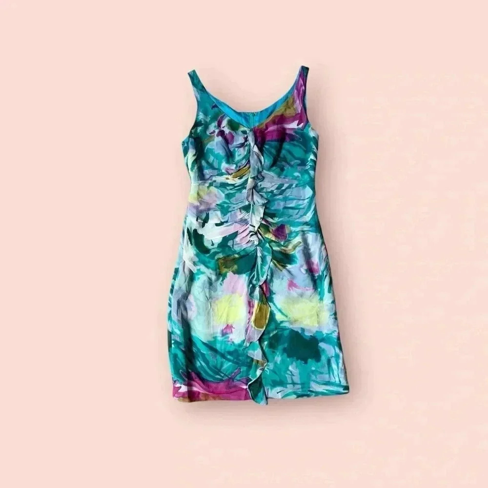 Beautiful watercolor sleeveless slim fit mini dress size small